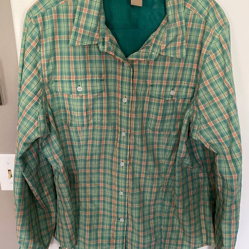 Deluth Trading Gardening Shirt Green Plaid